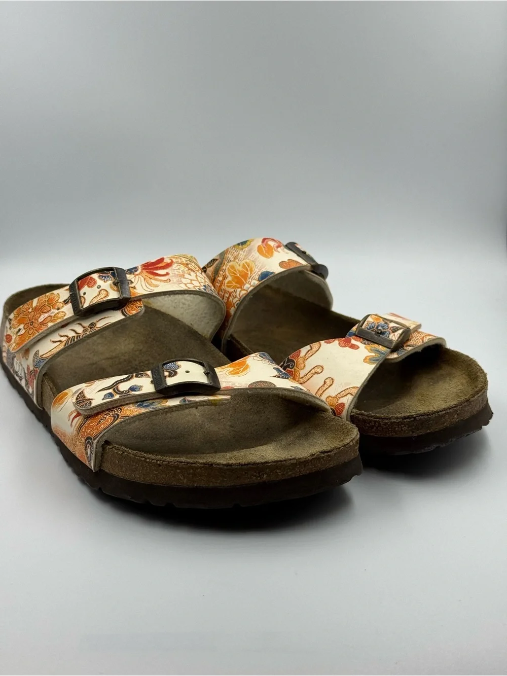 Papillio by Birkenstock Two Strap Floral Sandals Size 9 Beach Summer Flowers